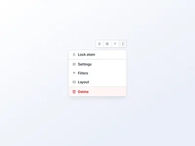 Quick atom options menu actions clean filters menu options product simple ui