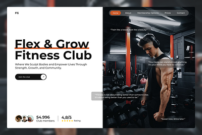 Fitness club hero design graphic design landingpage ui webdesign