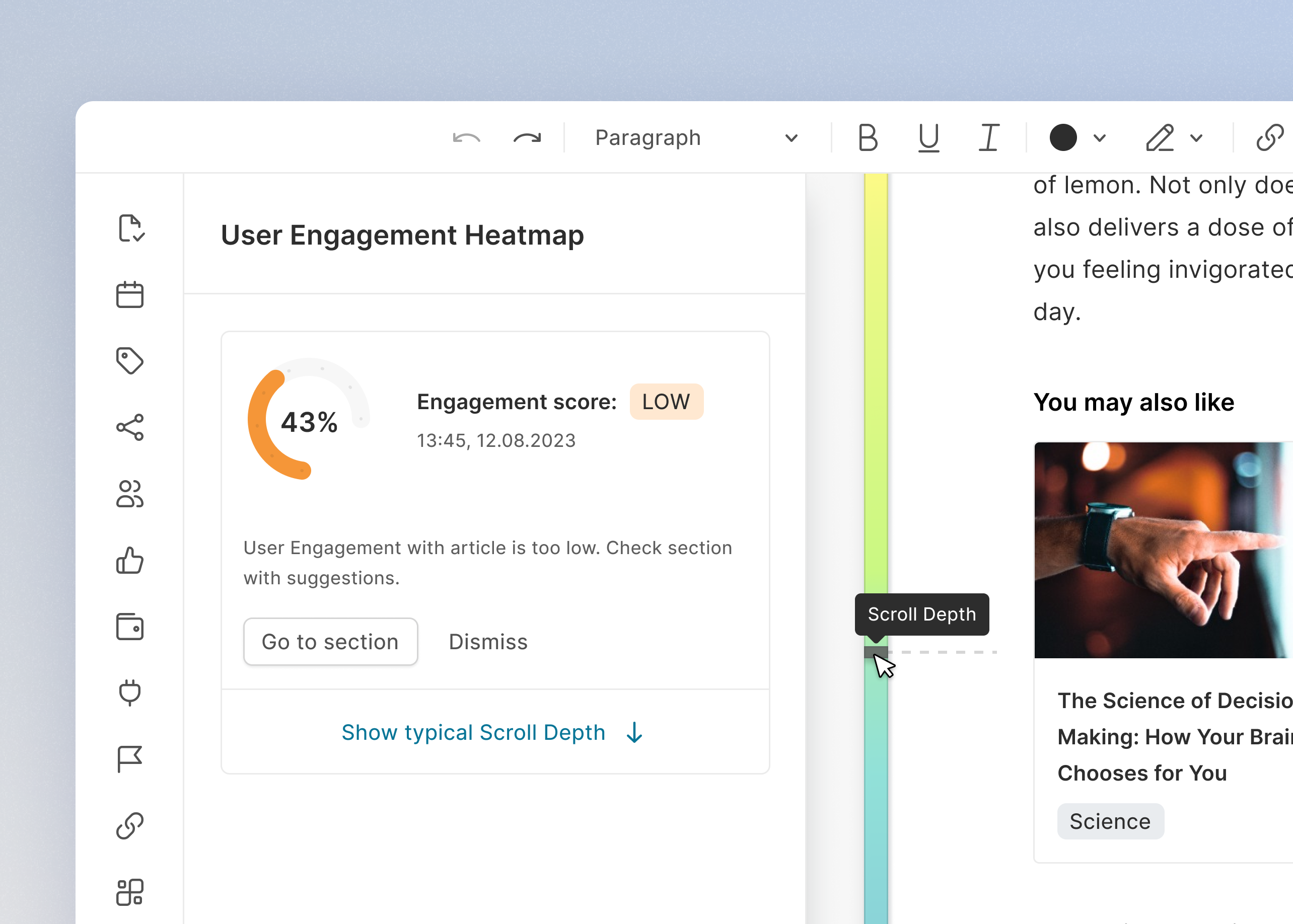 Example of User Engagement Heatmap of the article