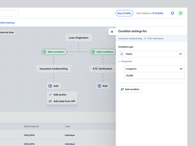 Workflow builder - Condition Settings builder complex dashboard design saas uidesign workflow