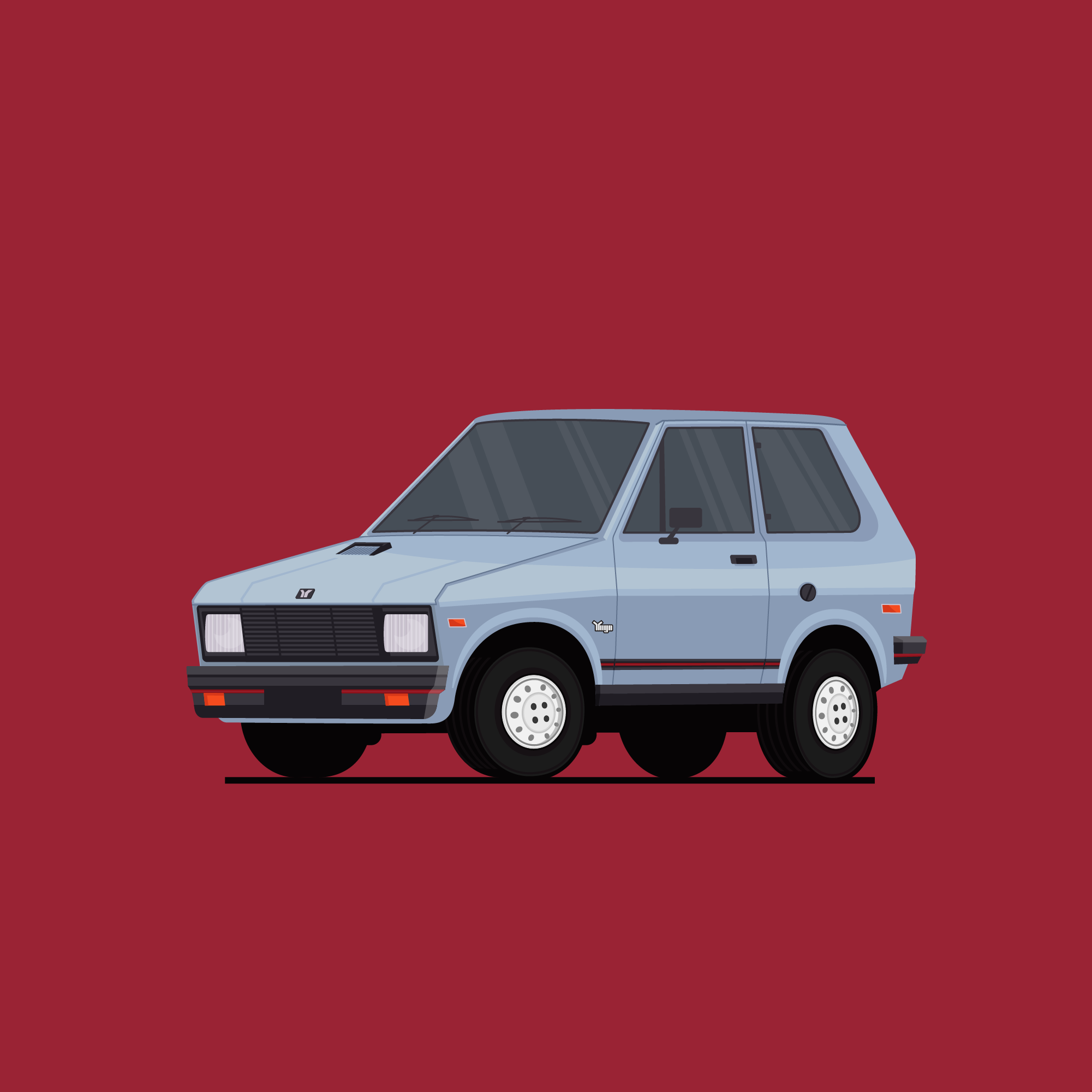 1985 Zastava Yugo Koral 55 autodesign carart carillustration classiccars creativeillustration designinspiration digitaldrawing dribbbleart illustrationart minimalart retrocar vectorart vectordesign vehicledesign yugocar