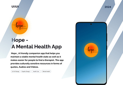 HOPE - A MENTAL HEALTH APP graphic design hope mental health mental illness mobile app motion graphics prototype ui uiux design