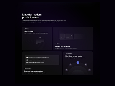 Linear Website Redesign bento bento grid linear linear website product design redesign ui ui design ux design website website redesign