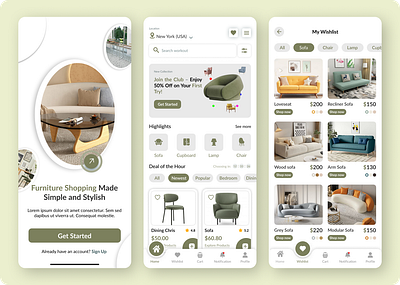 "Furniture Shopping Simplified – Modern App UI Concept" appinterface cleandesign designconcept ecommercedesign elegantui furnitureapp furnitureshopping furniturestore homedecorapp intuitivedesign minimalui mobileappdesign modernui productdesign shoppingapp shopthelook uiinspiration uiuxdesign userfriendlydesign wishlistfeature