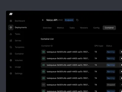 Deployment details ai cloud dark mode data deployment dev tool developer gpu infrastructure