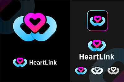 HeartLink Branding Modern Logo Design abstract app brand identity brand logo branding graphic design heart link heart logo logo love logo modern