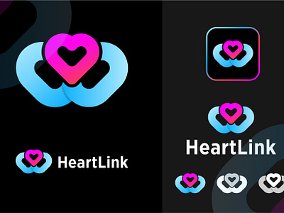 HeartLink Branding Modern Logo Design abstract app brand identity brand logo branding graphic design heart link heart logo logo love logo modern