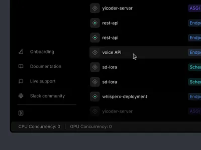 List detail ai cloud darkmode deployment dev tool list status webapp