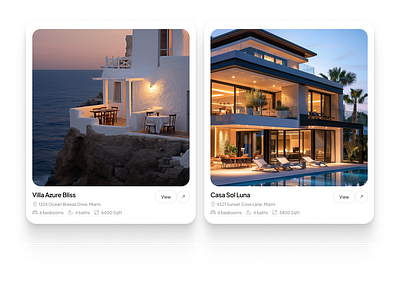 Features Property Cards animation branding design graphic design ui webdesign