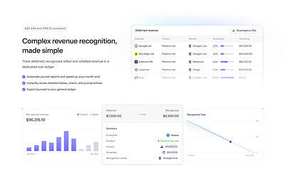 Complex revenue recognition, made simple 💨 design graphic design product design ui user interface ux web design