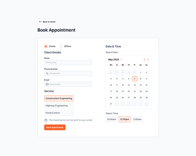 Book Appointment productdesign ui