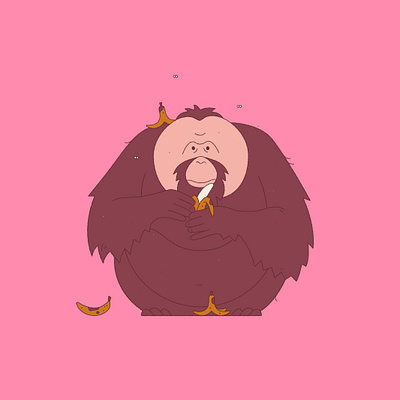 Orangutan 🦧 animal banana fly illustration monkey orangutan vector