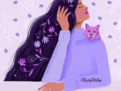 DTIYS Lilac Lady character design design digital do this in your style drawing challenge dtiys editorial design feline female illustrator hand drawn illustrated books illustration lilac lady portrait procreate textured