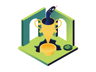 Metaphorical Illustration for Leela The Queen app app app illustration editorial illustration illustration illustrator isometrical isometry metaphor minimal snake trophy vector