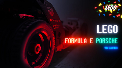 Lego - Thumbnail Design dynamic glow effect graphic design lego formula e porsche thumbnail design