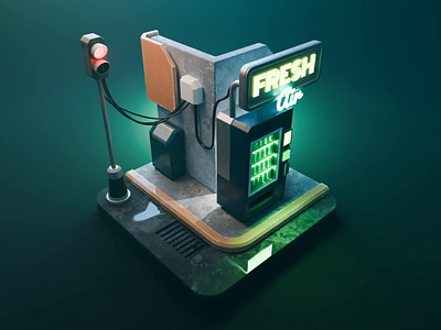 Cyberpunk Modeling Tutorial 3d blender cyberpunk diorama illustration isometric render tutorial