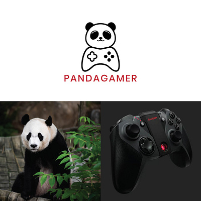 Panda + game Minimal Logo branding graphic design logo logo design