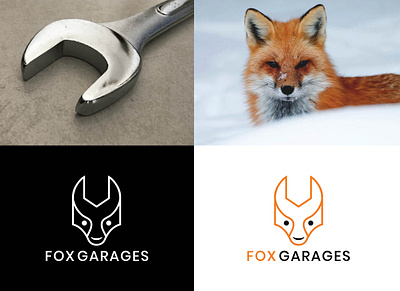 Fox + Wrench Minimal Logo branding graphic design logo