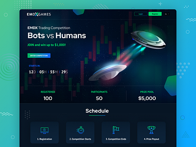 EMDX - Trading Competition Landing Page Design comtetition contest crypto exchange crypto trading cryptocurrency cryptocurrency exchange cryptoderivatives design finance fintech landing page trading ui uidesign ux design uxdesign