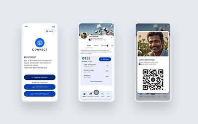 The Sourcery: Connect App app blue concept figma mobile product design ui ux vector