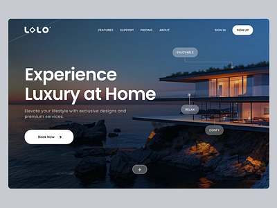 Hero Section - LOLO beach clean ui dailyui design future graphic design hero section home house luxury ui uiux