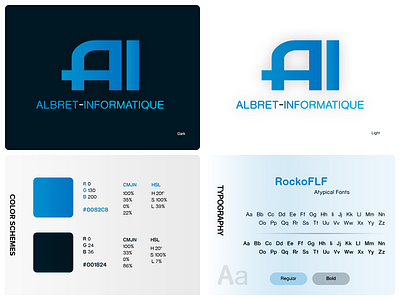 Albret-Informatique Logotype 2 types ai atypical fonts brand branding color schemes dark light design entreprise dinformatique fench it company graphic design illustration illustrator ai logo logotype photoshop psd print designer rockoflf fonts family senior designer typo typography typographie ui ux designer