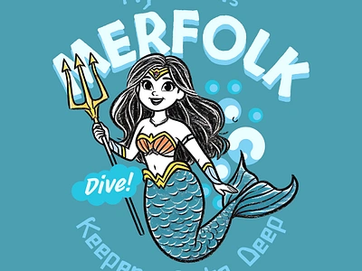 Mysterious Merfolk cartoon funny kittl mermaid pop culture print on demand t shirt t shirt design