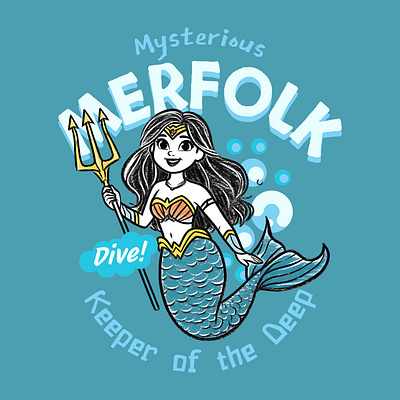 Mysterious Merfolk cartoon funny kittl mermaid pop culture print on demand t shirt t shirt design