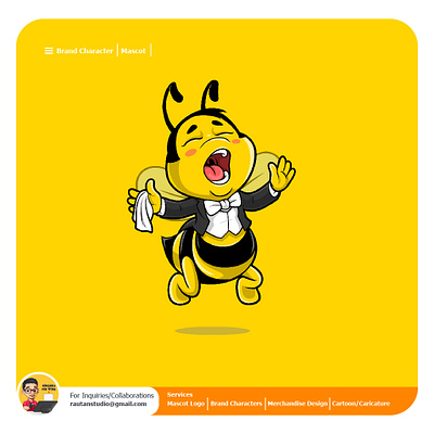 Bee StING branding cartoon character design illustration logo mascot