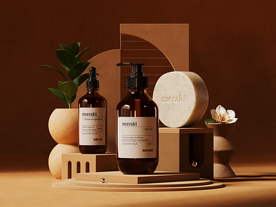 Meraki Soap 3d bathroom beauty cinema 4d cosmetics packaging product rendering render soap visual identity