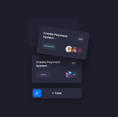 Dark Card Component UI components dark ui ux