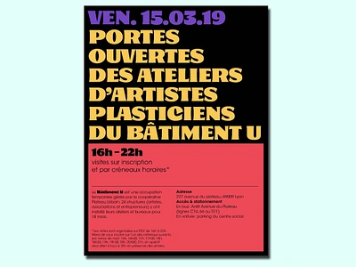 Portes ouvertes ateliers d'artistes graphic design invitation card open doors risography typography