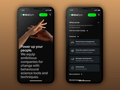 Modern Mobile Design for Behavioral Science Solutions behavioral science design clean interface corporate branding corporate solutions dark mode ui diversity and inclusion functional business design inclusive workplace intuitive navigation learning platform minimalistic design mobile interface design modern app layout onboarding solutions performance management productivity tools professional design responsive mobile sleek branding user friendly layout