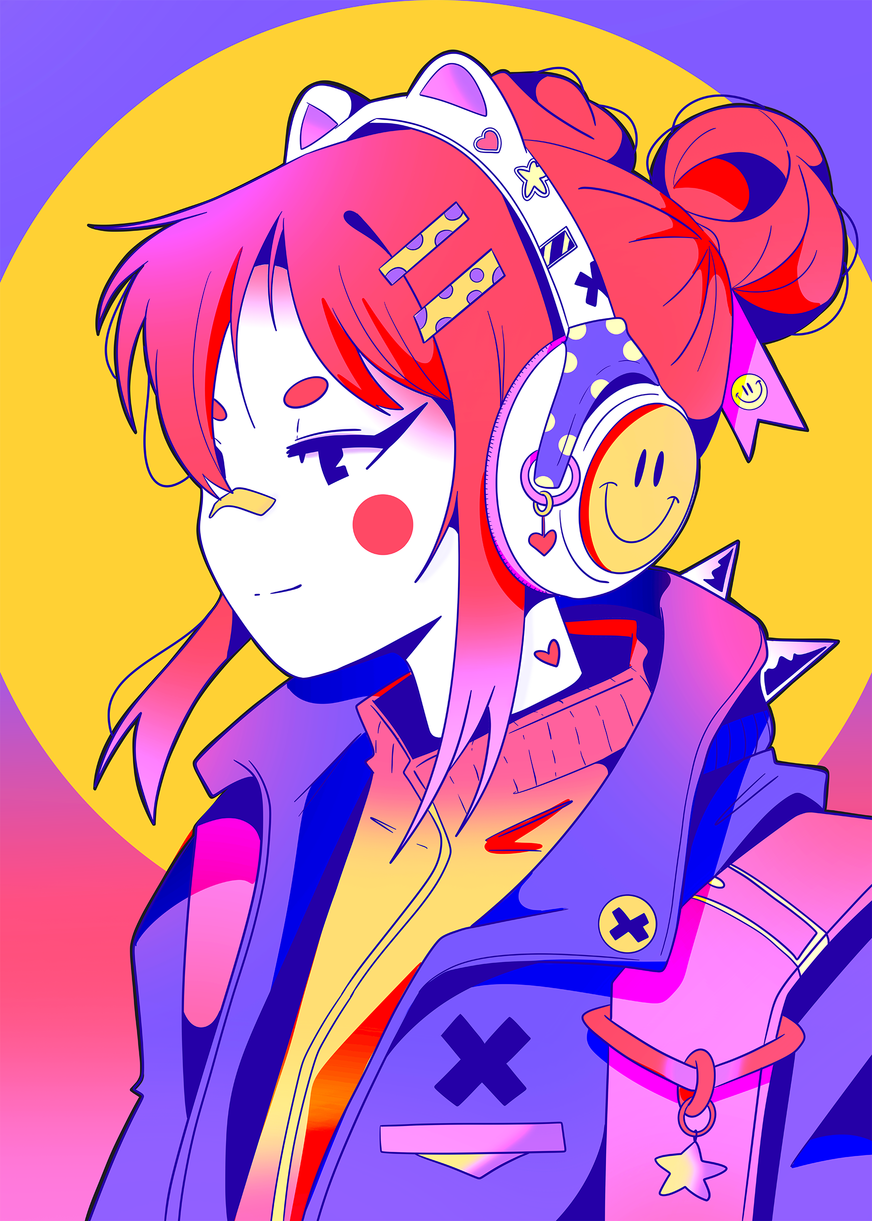 Smile.v2 abstract anime illustration poster texture