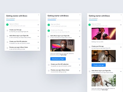 Bravo Onboarding ai bravo check checklist confirm form home inicial launch learning onboarding playing product product design progress progress bar steps studio ui videos