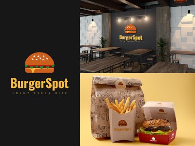 BurgerSpot - Logo Design (unused) brand identity design branding burger logo creative logo food logo graphic design graphics logo logo design logos marketing modern logo restaurant logo visual identity