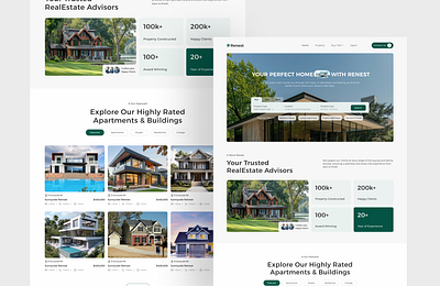 Renest - Real Estate Landing Page. agency website agencylandingpage branding building figma graphic design landingpage logo minimal moderndesign modernwebsite real estate real estate landing page realestateagency realestatebusiness trending typography ui uiux websitedesign