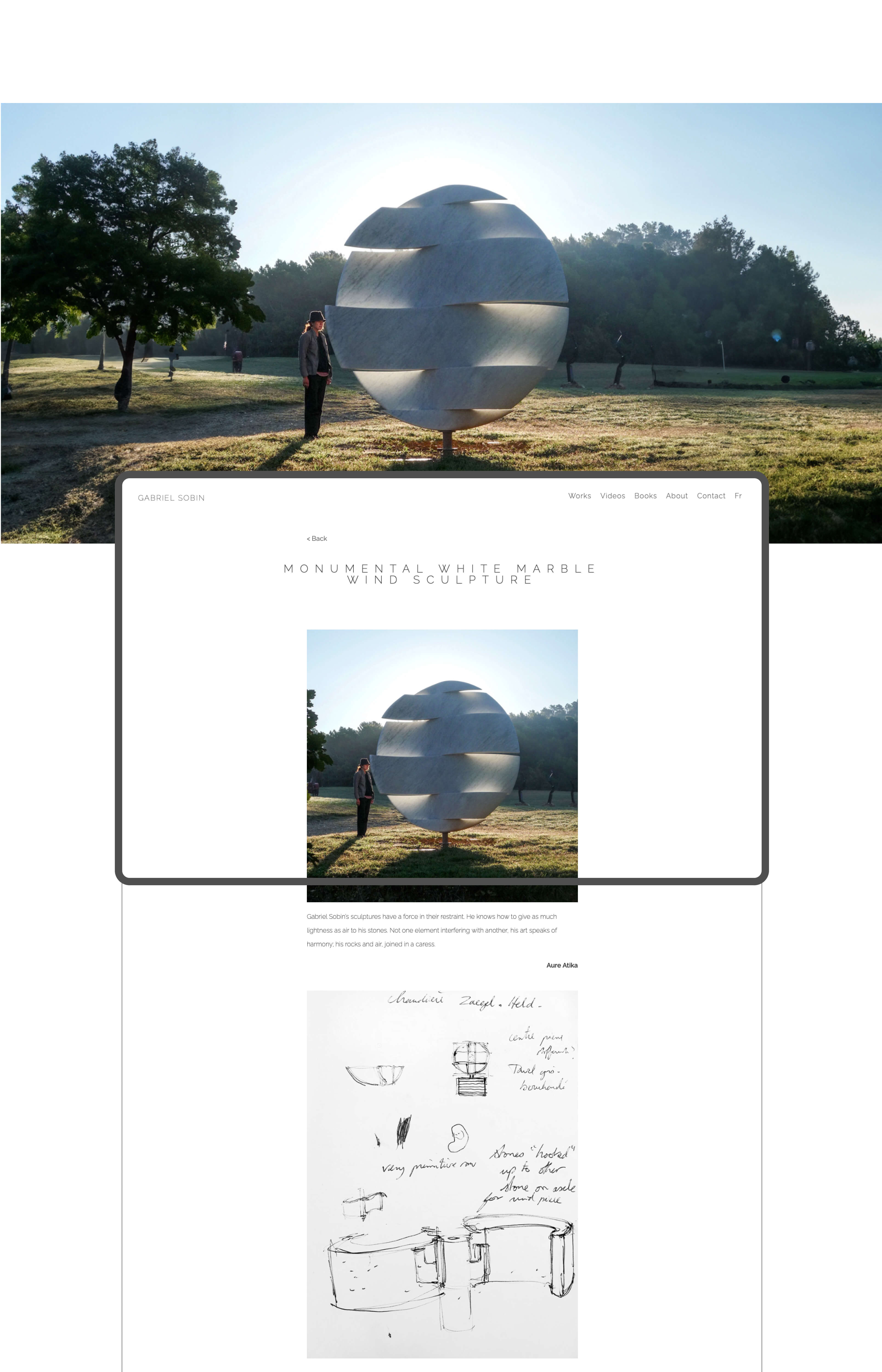 Gabriel Design - Web Design Project Page branding design gallery graphic design motion graphics sculptor stone web webdesign wind works