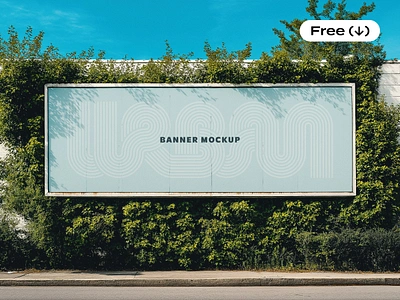 Urban Banner Mockup ad advertising banner billboard city download free freebie mockup outdoor outside photoshop pixelbuddha plants poster psd signboard street template urban