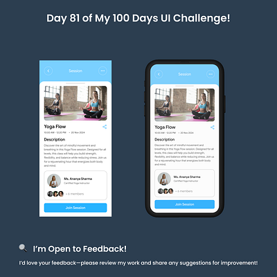 Day 81/100 - Yoga Session Booking Screen designinspiration