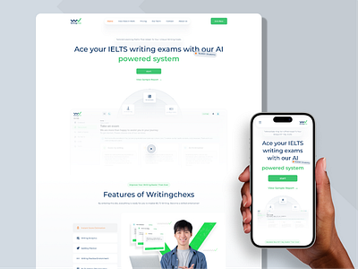 Writing Checks: An AI Assistant for Improving IELTS Writing ai green ielts light ui userinterface ux webdesign webflow writing