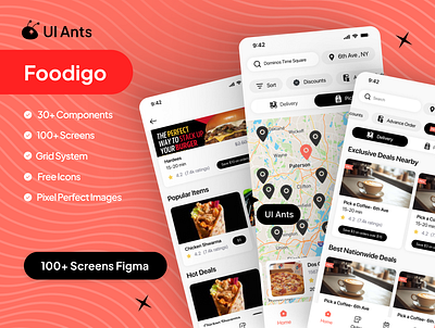 Foodigo - Food Ordering & Delivery App UI Kit delivery app design delivery app templet delivey app food ap design food app kit food app templet food app ui food delivery app food delivery app design food delivery design food delivey app kit food design templet food odering app food tech ui mobile food app online food order online kit order online odering app order food online uiux for food app