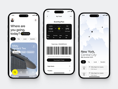 Flight Mobile App app card clean fireart fly map ui ux