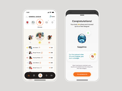 Fitness and Wellness startup - App design achievement badges fitness fitness app game reward gamification habit ios app leaderboard league mobile app mobile menu mobile popup prodictivity reward sport top scorers wellbeing wellness