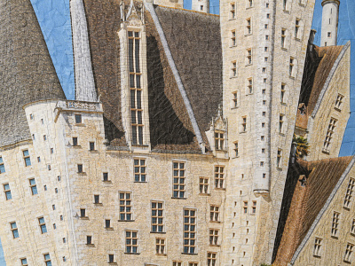 Chateau des Milandes, detail architecture building collage detail windows