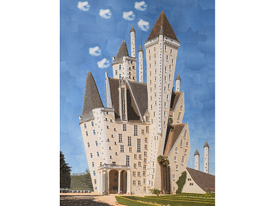 Chateau des Milandes architecure building chateau collage dribbble