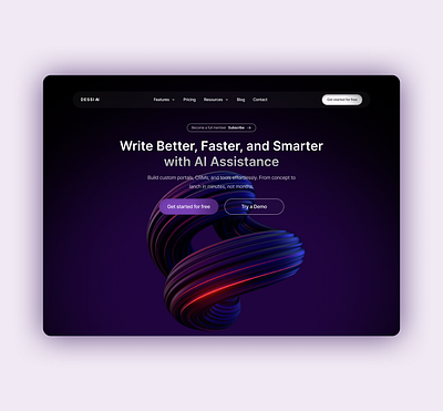 DESSI AI WEBSITE🤖 ai artificial intelligence color design figma gradiants ui uidesign website