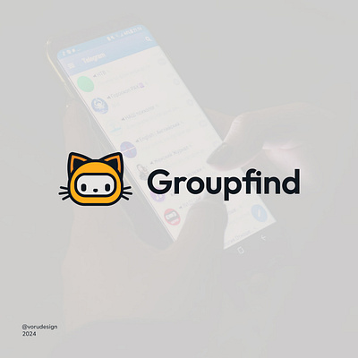 Groupfind Logo brand branding cat cat logo groupfind groups logo logotype mascot mascot logo search telegram web