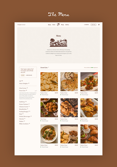 Menu Page aesthetic brown design food hotel indian menu minimal restaurant ui uiux vintage website