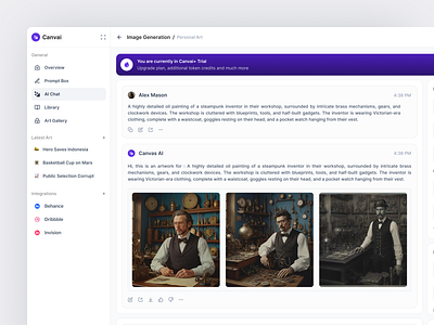 Canvai - AI Text-to-Image Generation Dashboard ai ai image generator artificial intelligence clean creative dashboard design desktop future generate generativ image generator modern product product design prompt text to image tools ui ui design
